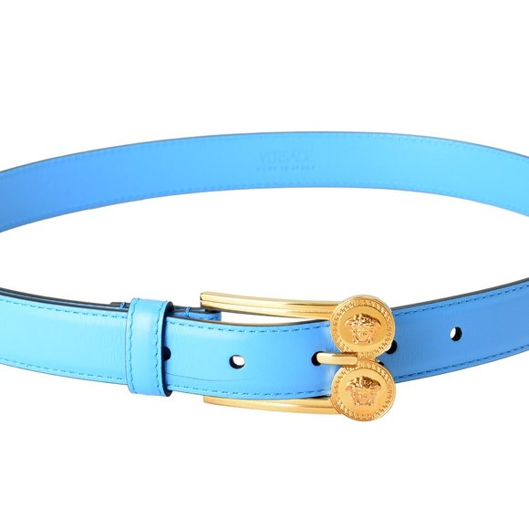 Versace Women\'s Blue 100% Leather Medusa Head Buckle Belt US 32 IT 80 main image 5